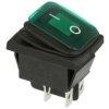 Przełącznik; klawiszowy (kołyskowy); A-SR-KCD4-G; ON-OFF; 2 tory; zielony; podświetlenie neonówka 250V; zielony; bistabilny; kon