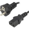 Kabel CEE 7/7 (E/F) wtyk IEC C13 żeński PVC 1,8m czarny 10A KAB-EU-P3-1.8-BK