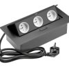 Przedłużacz biurkowy 3x gniazdo z uziemieniem, kabel zasilajacy z wtyczką, czarny