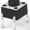 Short-stroke pushbutton, 1 Form A (N/O), 50 mA/24 VDC, unlit , actuator (black, L 1.4 mm), 1.56 N, THT, 1825910-6