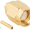 SMA plug 50 Ω, RG-405, Belden 1671A, solder connection, straight, 132101RP