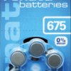 675 Hearing aid battery, zinc-air, 11.6 x 5.4 mm, Aid 675, pack of 6