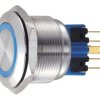PRZYCISK PRZEŁĄCZNIK WANDALOODPORNY MONOSTABILNY 12-24V 19MM NIEBIESKI LED
