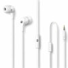 Qoltec Słuchawki dokanałowe z mikrofonem Białe Płaski kabel 1.2m