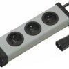 Listwa zasilająca 1.5mm², 16A, 250 V, 3 wtykowa Typ E – francuski dł. kabla 1.5m Czarny PVC Typ E - gniazdo francuskie