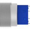 Vandal-proof pushbutton, 2 pole, silver, illuminated  (red/blue), 3 A/250 VAC, mounting Ø 19.2 mm, IP67, 1-2316542-5