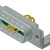 D-Sub plug, 9 pole, 7W2, partially equipped, angled, solder cup, 3007W2PAU99G40X