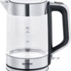 Severin WK 3420 Czajnik przewodowy przeźroczysty, stali szlachetnej (szczotkowanej), czarny Pojemność: 1.7 l