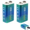 2 x Akumulatorek bateria 9V do ładowania Li-Ion 1.5V 3060mWh z portem USB-C