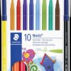 326 C10 Fibre-tip pens, 1 mm, 10 colours, box