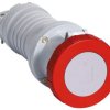 Złącze przemysłowe - zasilające 63A Gniazdo 415 V 3P + N + E Żeński Amphenol Industrial Czerwony Montaż na kablu IP67