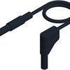 Measuring lead with (4 mm plug, spring-loaded, straight) to (4 mm plug, spring-loaded, angled), 0.25 m, black, PVC, 2.5 mm², CAT