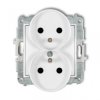 MINI Mechanizm gniazda podwójnego do ramki z uziemieniem 2x(2P+Z) (przesłony torów prądowych) biały mat 25MGPR-2zp