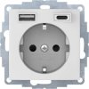 B.3/B.7 Gniazdo SCHUKO z ładowarką USB A+C 2.4/3.0 A samozaciski biały mat 48041909