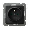 AS Gniazdo pojedyncze z uziemieniem z przesłonami torów prądowych, z ładowarką USB czarny metalik GP-1GZPUSB/m/33