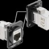 91177 D-Type Module RJ45 Female to Female, 90° Angled, Cat.6a, Black /