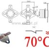 Termostat bimetaliczny 250VAC 10A 70°C poziomy NC
