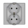 MINI Gniazdo podwójne z uziemieniem schuko (bez przesłon torów prądowych) srebrny metalik 7MGP-2s KARLIK