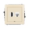 DECO Gniazdo pojedyncze HDMI 2.1 8K i gniazdo komputerowe pojedyncze 1xRJ45 kat 6A 8 stykowe bez pola opisowego beżowy 1DGHKBO-8