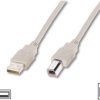 USB 2.0 adapter cable, USB plug type A to USB plug type B, 3 m, beige, AK-300102-030-E