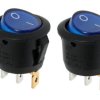Opencircuit Rocker switch 250V round with blue lamp - 2 pieces
