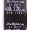 Kondensator 100μF 450V dc Zatrzaskowy Rubycon roztaw: 10mm 22 (Dia.) x 25mm