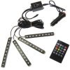 Podświetlenie samochodu LED 4x12 cm 4 moduły + pilot zestaw, wnętrza kabiny taśma 12V