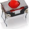 Short-stroke pushbutton, 1 Form A (N/O), 100 mA/35 V, unlit , actuator (red, L 1.4 mm), 3 N, THT, 1.14.002.106/0000