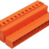 Pin header, 12 pole, pitch 5.08 mm, angled, orange, 231-642