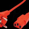 19081010 Mains cable, earthing contact plug weighted, 1.8 m, red, C13
