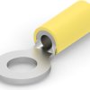 Insulated ring cable lug, 1.04-2.62 mm², AWG 16 to 14, 6.73 mm, M6, yellow, 35349