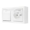 Simon Aquaclick Łącznik jednobiegunowy natynkowy, + gniazdo pojedyncze, IP44, klapka w kolorze pokrywy biały ACW1GZ1CS/11
