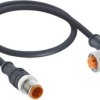 Sensor actuator cable, M12-cable plug, straight to M12-cable socket, angled, 4 pole, 2 m, PUR, black, 4 A, 1210 1205 04 301 2M