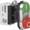 Przycisk podwójny BACO L61QB21A, 53,9 mm, 22,3 mm, IP66, I / O, max 600 V, 1 NO, 1 NC