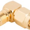 Coaxial adapter, 50 Ω, SMA plug to RP-SMA socket, angled, 132172RP