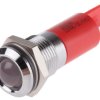Lampka kontrolna do montażu panelowego 12V ac/dc, czerwona 14mm LED Chrom Końcówka lutownicza RS PRO
