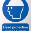 Znak, PP, Biały, Head protection must be worn-Tekst Angielski, szt. 1, Nie Znak