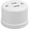 Gniazdo USB podwójne natynkowe 3.2A Retro ceramic, białe