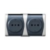 Hermes2 Gniazdo Hermetyczne Podwójne Z/U 16A Schuko Ip44 Z Klapką Biało-Dymne...