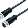 Sensor actuator cable, M12-cable plug, straight to M12-cable socket, straight, 4 pole, 2 m, PUR, black, 8 A, 77 0606 0605 50704-
