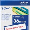 TZE-262 Laminated labelling tape, red on white, 36 mm
