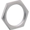 Hexagon nut, M30, W 36 mm, H 5 mm, outer Ø 41 mm, brass, nickel-plated, E10030, package with 2 pieces