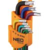 NEO Zestaw 9 sztuk kluczy Torx T10-50 kolorowe 09-518