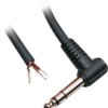 Connection cable, 1.8 m, black, 6.35 mm stereo jack plug, angled to open end, 1101058