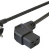Device connection cable, Europe, plug type E + F, angled on C19 socket, angled, H05VV-F3G1.5 mm², black, 2.5 m, 0K2018310