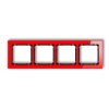 DECO Ramka 4 poczwórna uniwersalna - efekt szkła (ramka: czerwona: spód: czarny) czerwony 17-12-DRS-4 KARLIK