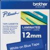 TZE-535 Laminated labelling tape, white on blue, 12 mm