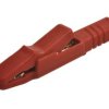 Krokodylek; AK2S / 932146101; czerwony; 80,5mm; przykręcany; wtykany (gniazdo bananowe 4mm); 25A; 60V; mosiądz niklowany; Hirsch
