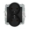 ICON Mechanizm gniazda podwójnego do ramki z uziemieniem 2x(2P+Z) (bez przesłon torów prądowych) czarny mat 12IGPR-2z