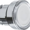 Pushbutton, illuminable, groping, waistband round, white, front ring silver, mounting Ø 22 mm, ZB4BW31